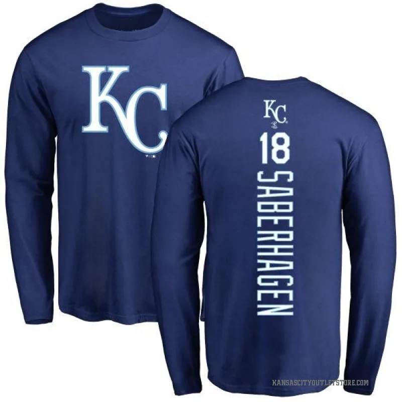 Bret Saberhagen Men's Royal Kansas City Royals Backer Long Sleeve T-Shirt -