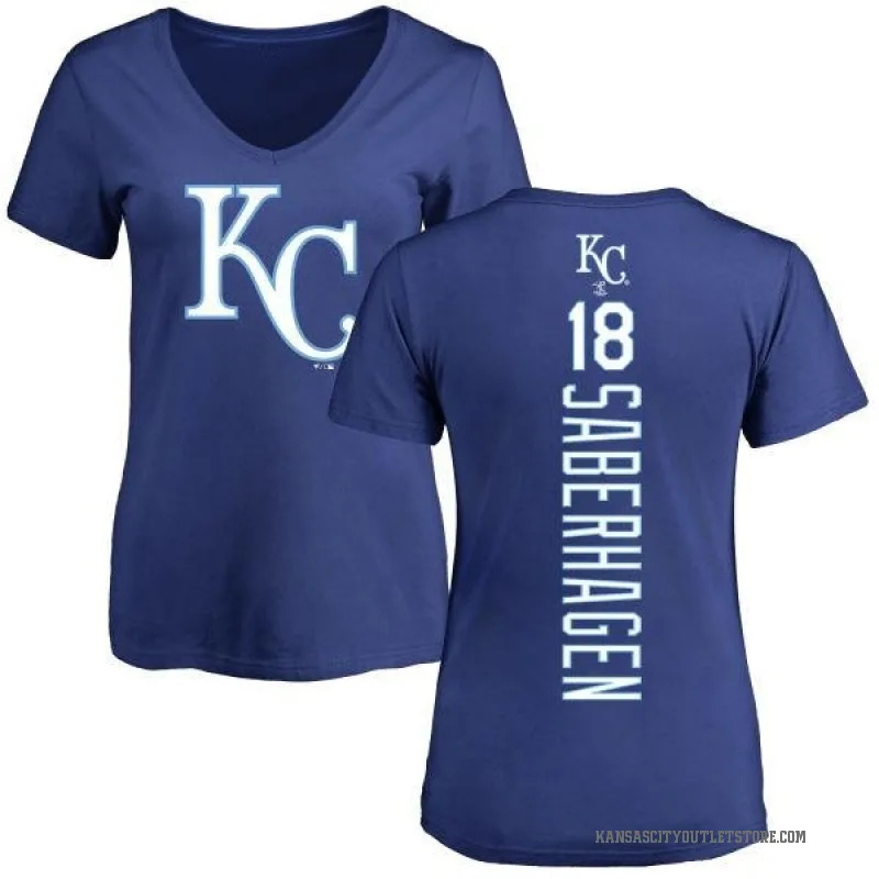 Bret Saberhagen Women's Royal Kansas City Royals Backer Slim Fit T-Shirt -