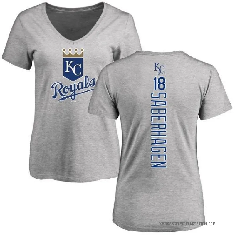 Bret Saberhagen Women's Royal Kansas City Royals Backer Slim Fit T-Shirt - Ash