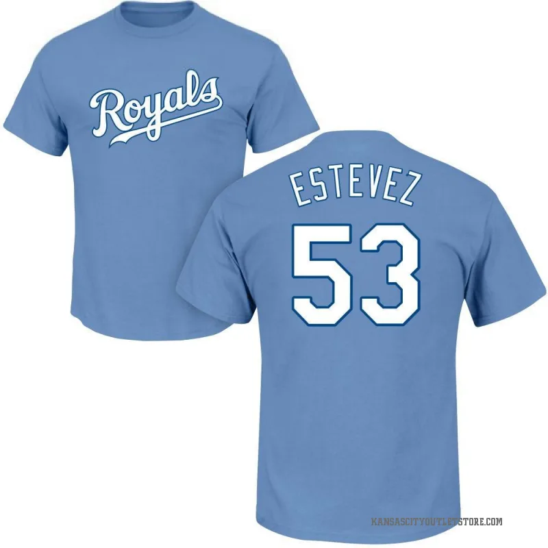 Carlos Estevez Men's LightBlue Kansas City Royals Roster T-Shirt - Light Blue
