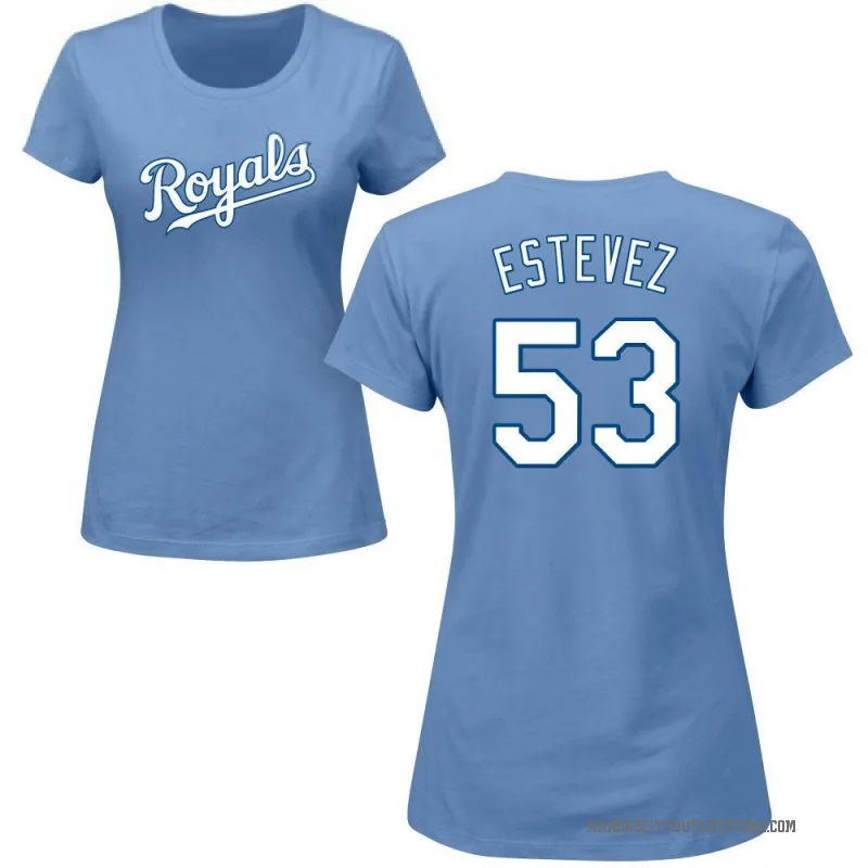 Carlos Estevez Women's LightBlue Kansas City Royals Roster T-Shirt - Light Blue