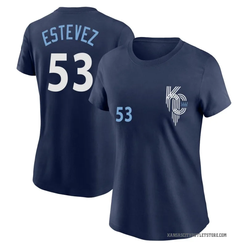 Carlos Estevez Women's Navy Kansas City Royals 2022 City Connect T-Shirt