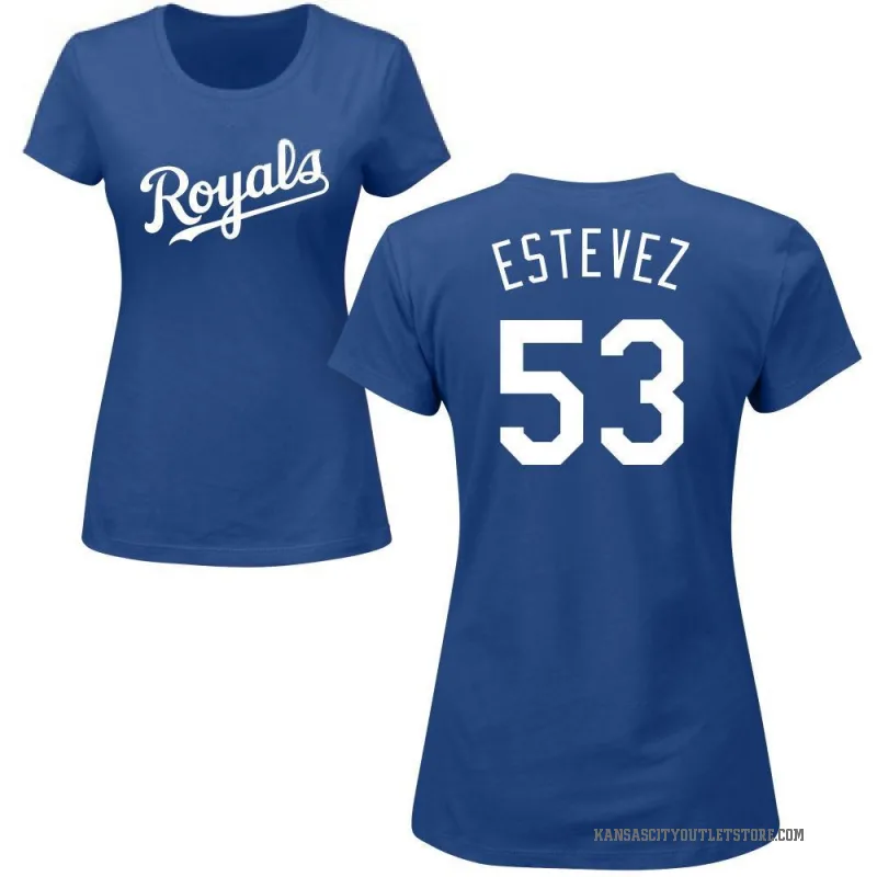 Carlos Estevez Women's Royal Kansas City Royals Roster T-Shirt -