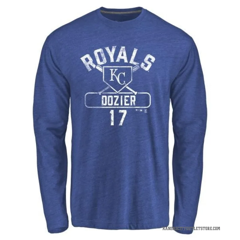 Hunter Dozier Men's Royal Kansas City Royals Base Runner Long Sleeve T-Shirt -