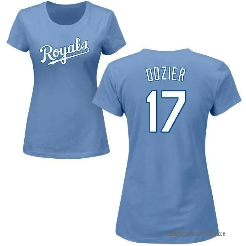 Hunter Dozier Women's LightBlue Kansas City Royals Roster T-Shirt - Light Blue