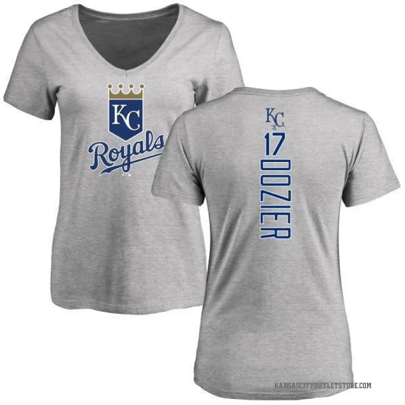 Hunter Dozier Women's Royal Kansas City Royals Backer Slim Fit T-Shirt - Ash