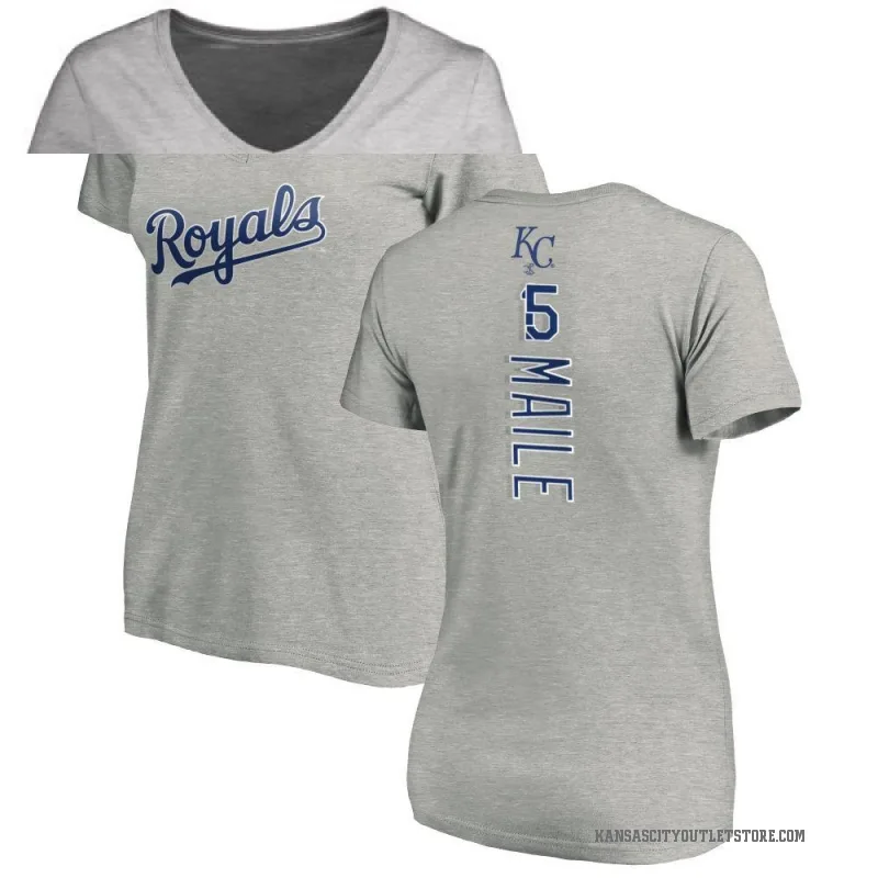 Luke Maile Women's Royal Kansas City Royals Backer Slim Fit T-Shirt - Ash